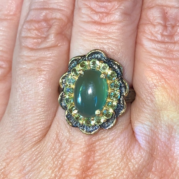 Genuine Chrysoprase Peridot Ring